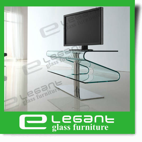モダンなステンレス鋼および2015クリア曲面ガラス液晶テレビスタンド-テレビスタンド問屋・仕入れ・卸・卸売り