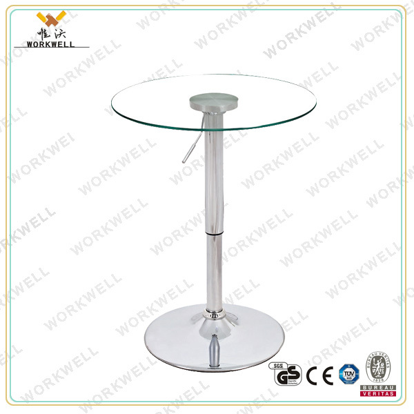 シンプルなworkwellkw-b2186a調節可能なガラスの棒のテーブル、 ステンレス鋼棒のテーブル-バーチェア問屋・仕入れ・卸・卸売り
