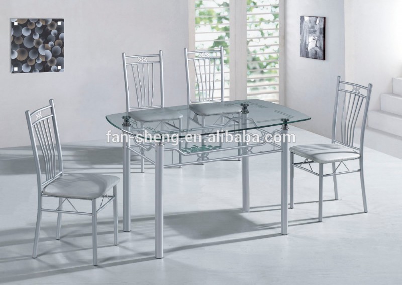 工場と卸売価格ガラスダイニングテーブルと椅子、1 + 4ダイニングテーブルセット-ダイニングルームセット問屋・仕入れ・卸・卸売り