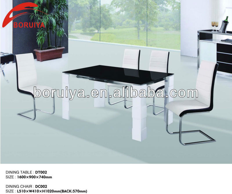 黒いガラスのダイニングテーブルと椅子のためのダイニングルームの家具-ダイニングルームセット問屋・仕入れ・卸・卸売り