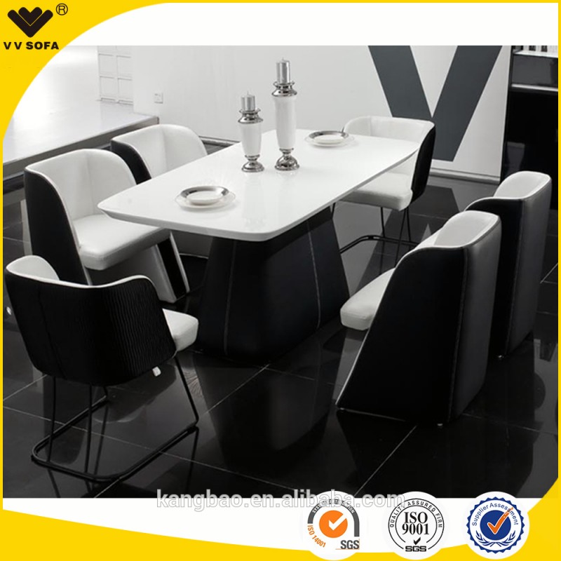 Kangbao家具革ベースダイニングテーブル高光沢白いトップテーブル木製トップテーブル-食卓問屋・仕入れ・卸・卸売り