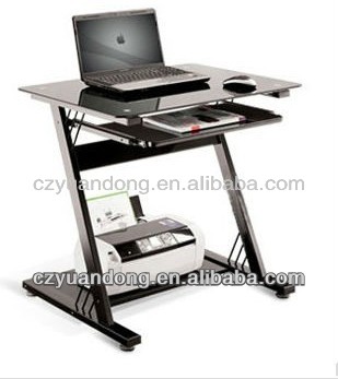 近代的な熱い販売強化ガラスlaptop/compuer机-ガラス製のテーブル問屋・仕入れ・卸・卸売り
