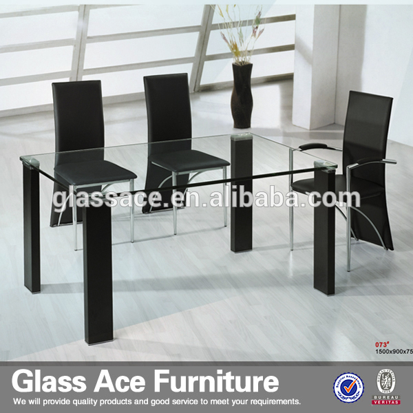 エレガントな現代ガラスダイニングテーブルと椅子セット-食卓問屋・仕入れ・卸・卸売り