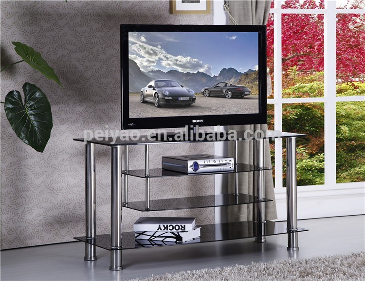 新しいモデルテレビスタンド4層ガラステレビ台ステンレス鋼テレビスタンド用リビングルーム(FTV-3)-テレビスタンド問屋・仕入れ・卸・卸売り