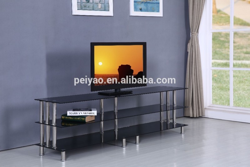 2015低価格ブラック強化ガラスledテレビスタンドキャビネット-テレビスタンド問屋・仕入れ・卸・卸売り