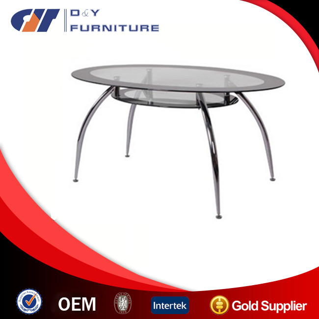 ガラストップクロム金属脚現代の大規模な楕円形のダイニングテーブル-食卓問屋・仕入れ・卸・卸売り