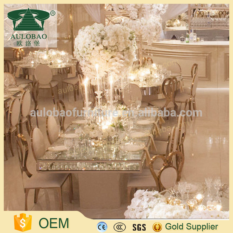 ホテル家具結婚式ステンレス鋼ガラストップクリスタルテーブルと椅子用イベント-ガラス製のテーブル問屋・仕入れ・卸・卸売り