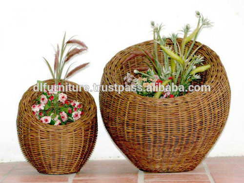 アジアメーカーの藤の枝編み細工の屋外防水プラスチック製の植木鉢-その他屋外用家具問屋・仕入れ・卸・卸売り