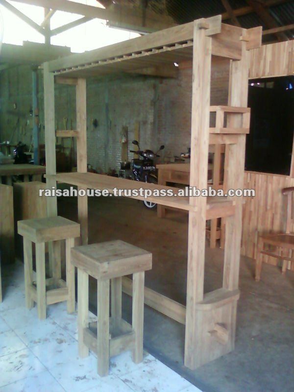 インドネシア家具- 埋め立てチークバーカウンターとスツール-その他アンティーク家具問屋・仕入れ・卸・卸売り