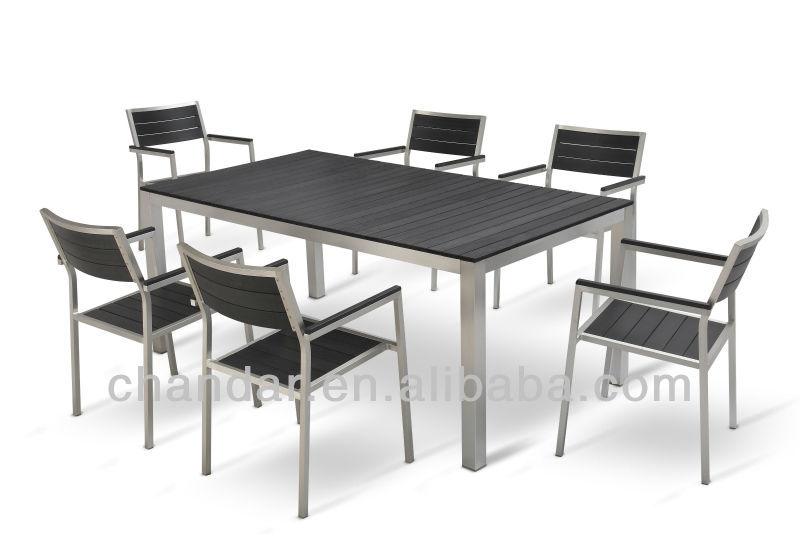 Ch-t095、 ch-224アルミフレーム屋外家具のテーブルの椅子、 polywoodで屋外のダイニングテーブルセット、 プラスチック木材-ガーデンセット問屋・仕入れ・卸・卸売り