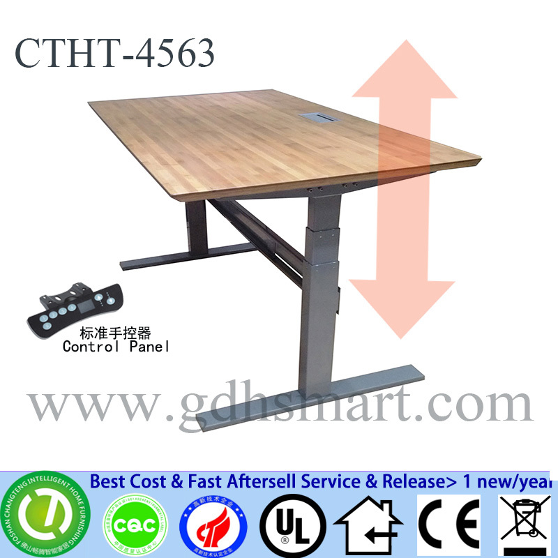 竹製のテーブルトップ高さ調節テーブル電気モーターによって調節可能なコーヒーデスク-金属製テーブル問屋・仕入れ・卸・卸売り