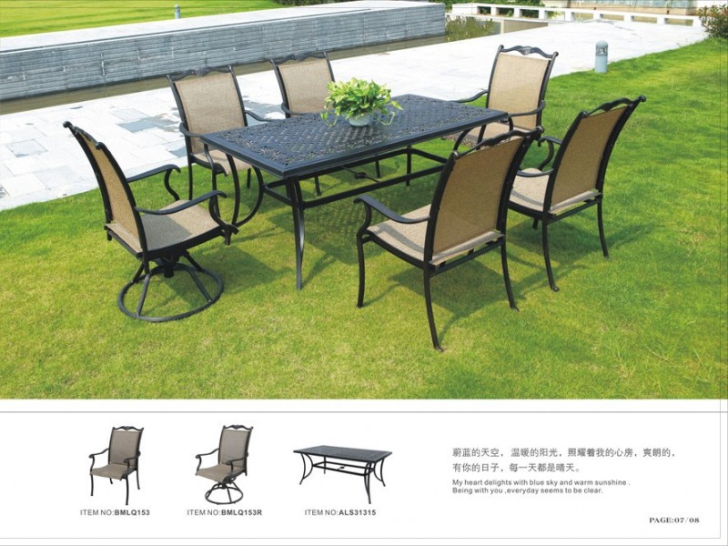 2015簡単です- クリーニング鋳造アルミニウムダイニング席のガーデン家具6furntiureの屋外テーブルと椅子-ガーデンセット問屋・仕入れ・卸・卸売り