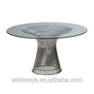 現代ステンレス鋼ダイニングテーブル付きガラストップ-食卓問屋・仕入れ・卸・卸売り