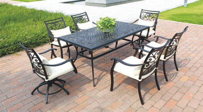 熱い販売の鋳造アルミの家具耐久性のある屋外ガーデンテーブルと椅子のダイニングセット-ガーデンセット問屋・仕入れ・卸・卸売り