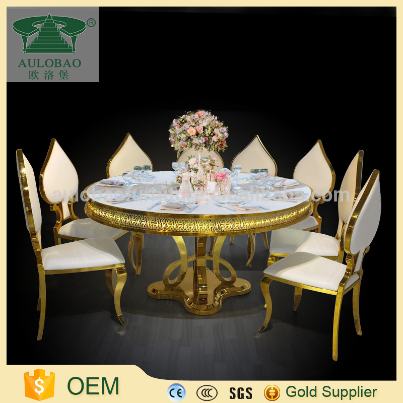 ゴールデンスチール脚mdfラウンドホワイト結婚式のテーブルラウンドゴールド結婚式のテーブル用イベント-食卓問屋・仕入れ・卸・卸売り