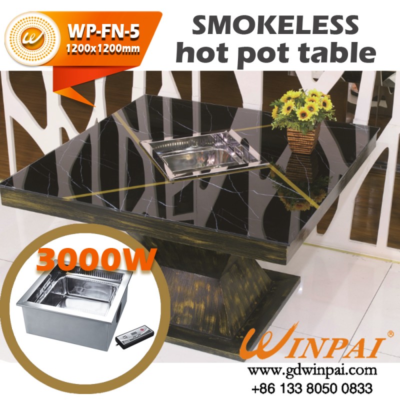 無煙システム鍋テーブル/いいえ煙鍋レストランテーブル、WP-FN-05-問屋・仕入れ・卸・卸売り