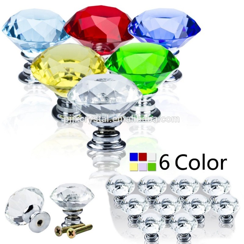 カラーのクリスタルダイヤモンドプルハンドルノブ電気クッキング30ミリメートル40ガラスのノブ卸売-家具用ハンドル、ノブ問屋・仕入れ・卸・卸売り
