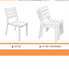 スタッカブル2014年outdiir肘掛けのないモダンなデザインのダイニングチェアホワイトアルミcy129-金属製椅子問屋・仕入れ・卸・卸売り