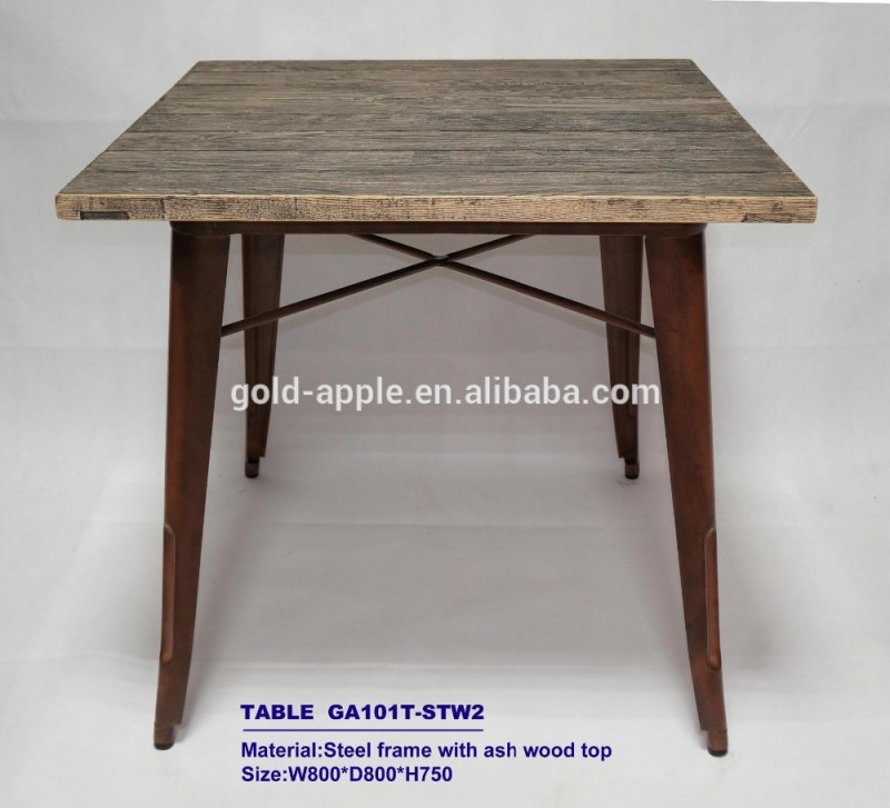 チーク材の上部とスチール製の脚、 保証ga101t-stw1貿易のための正方形のテーブル-家具用脚問屋・仕入れ・卸・卸売り