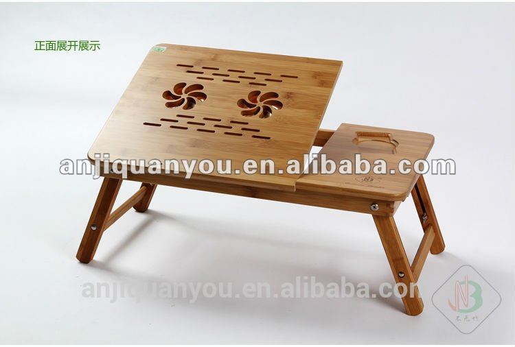 竹の折り畳み式のラップトップスタンド付きusbファン-折り畳み式テーブル問屋・仕入れ・卸・卸売り