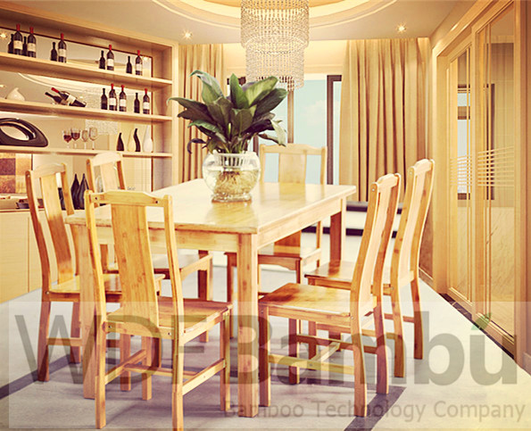 現代の竹のための新製品2014年5個のダイニングルームのテーブル・椅子-食卓問屋・仕入れ・卸・卸売り