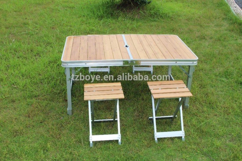 竹表面テーブル折りたたみアルミ合金テーブル脚ポータブルバーベキューピクニックテーブル-折り畳み式テーブル問屋・仕入れ・卸・卸売り