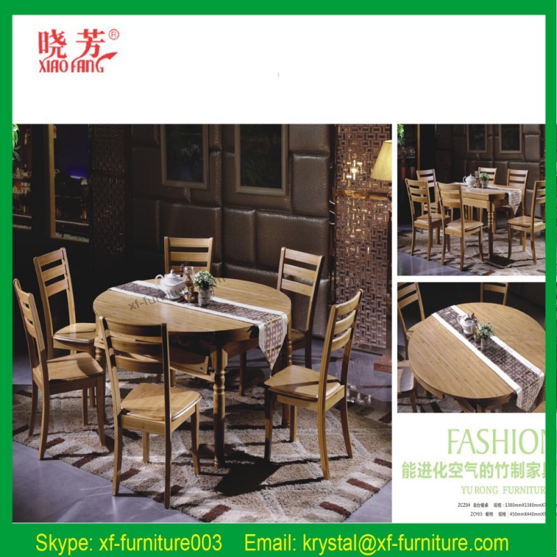 天然の竹2016新製品素材ガラストップラウンドダイニングテーブル-食卓問屋・仕入れ・卸・卸売り