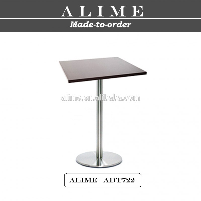 Alimeadt72280*80ステンレススチールベースのモダンな正方形木製バーテーブル-木製テーブル問屋・仕入れ・卸・卸売り