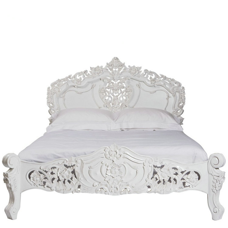 新しいデザインのエレガントな白いベッドヨーロピアンスタイルの木製湾曲したベッド夢のベッド-ホテルのテーブル問屋・仕入れ・卸・卸売り