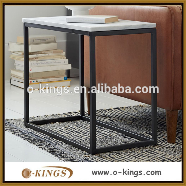 ソファサイド白大理石トップ小さなテーブル付きメタルフレーム-木製テーブル問屋・仕入れ・卸・卸売り