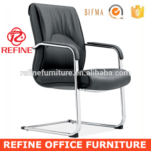 ヘビーデューティ現代オフィスゲスト椅子鉄黒革RF-V026-会議用椅子問屋・仕入れ・卸・卸売り
