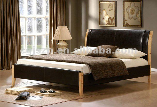 フェイクletherと木製ベッドE-LBD025-ホテル用ベッド問屋・仕入れ・卸・卸売り