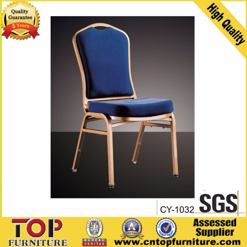 金色のフレームとブルーのファブリッククッションの宴会の椅子-折り畳み椅子問屋・仕入れ・卸・卸売り