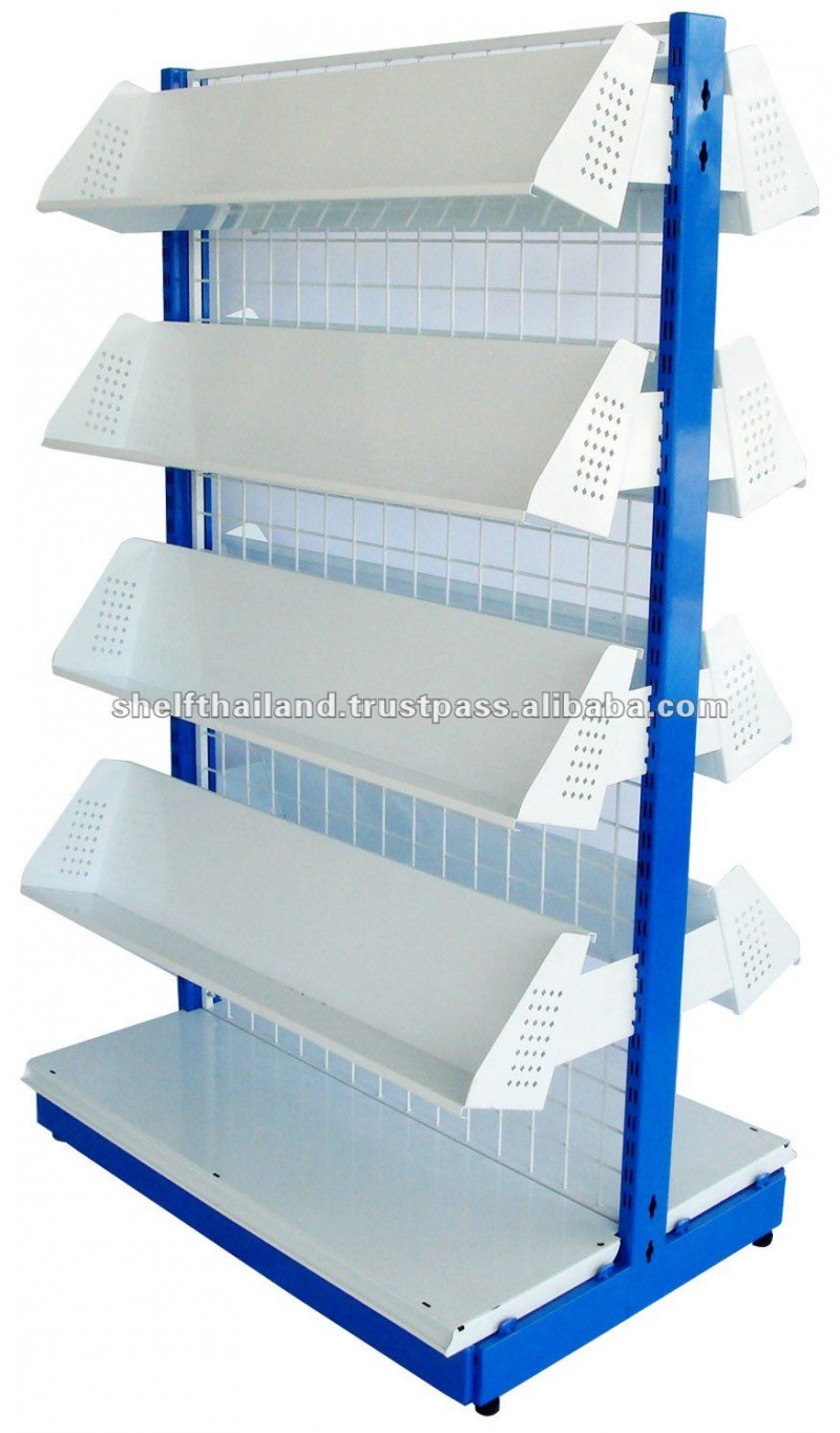 青い展開の単一の側面の金属の表示本棚-その他金属製家具問屋・仕入れ・卸・卸売り