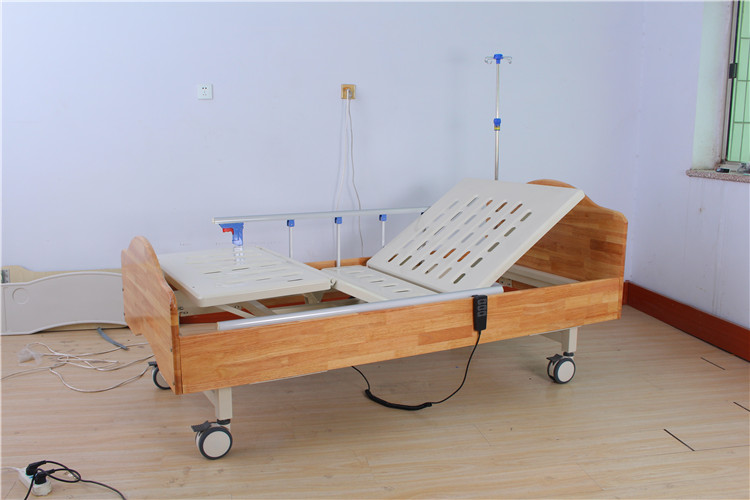 二つの機能電気ベッド付きアルミ合金ガードレールabsハンドクランク木製の頭/フットボード-金属製ベッド問屋・仕入れ・卸・卸売り