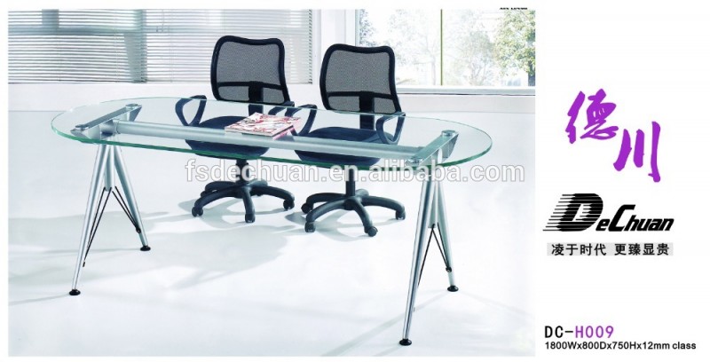 最高品質強化ガラスのオフィスのテーブル楕円形のラウンドテーブル-ガラス製のテーブル問屋・仕入れ・卸・卸売り