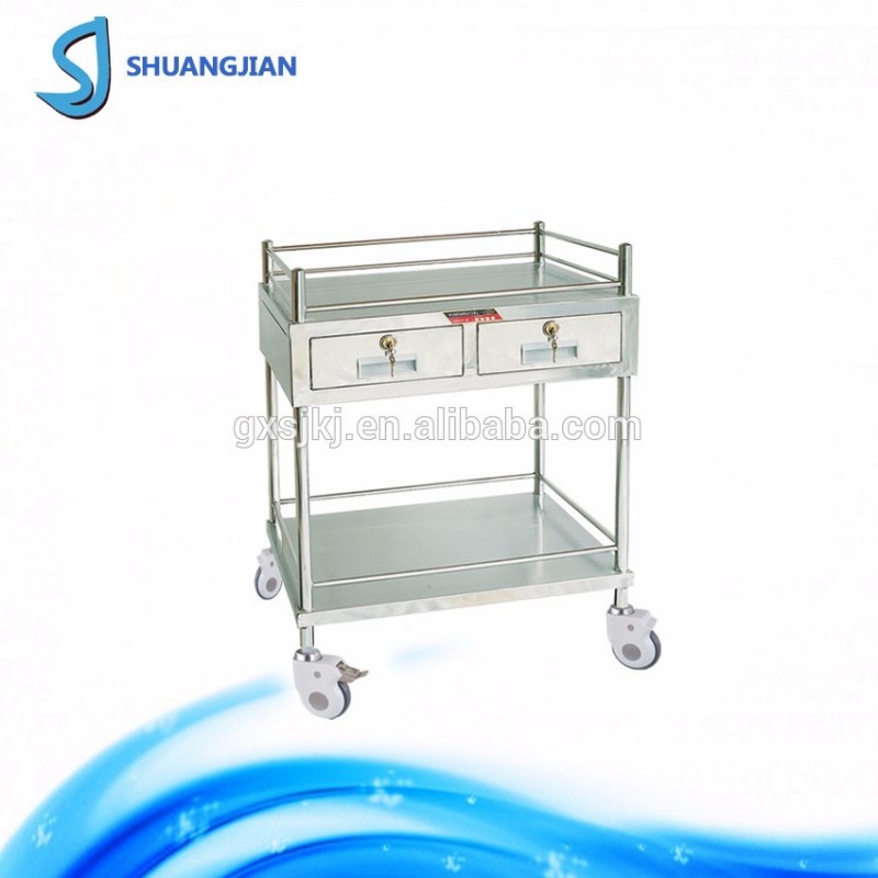 SJZY02 shuangjianステンレス鋼治療トロリー付き引き出し使用で病院-病院用トロリー問屋・仕入れ・卸・卸売り