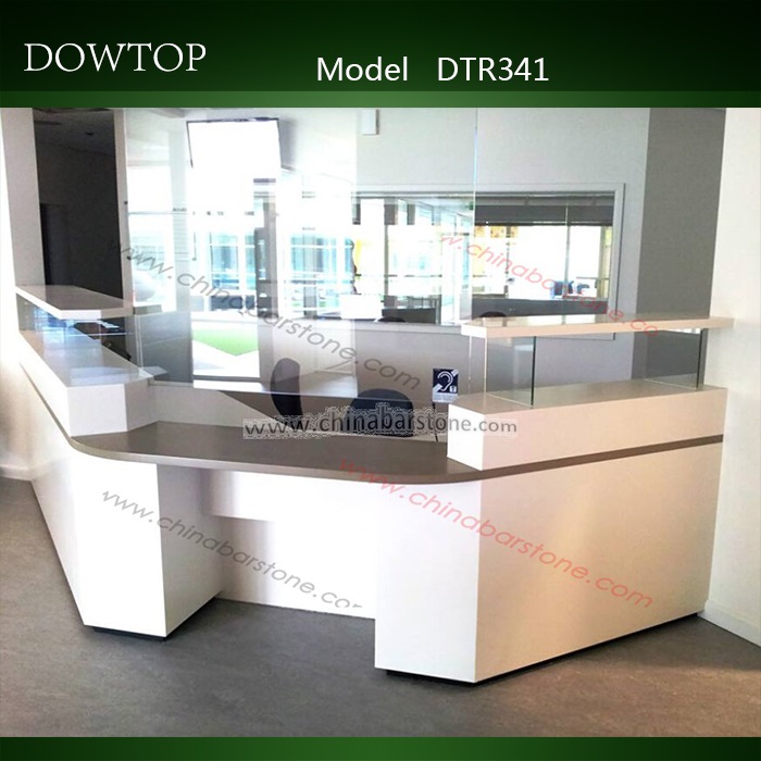 カット- へ- サイズの現代的なオフィスの受付カウンター固体表面の白-受付用デスク問屋・仕入れ・卸・卸売り