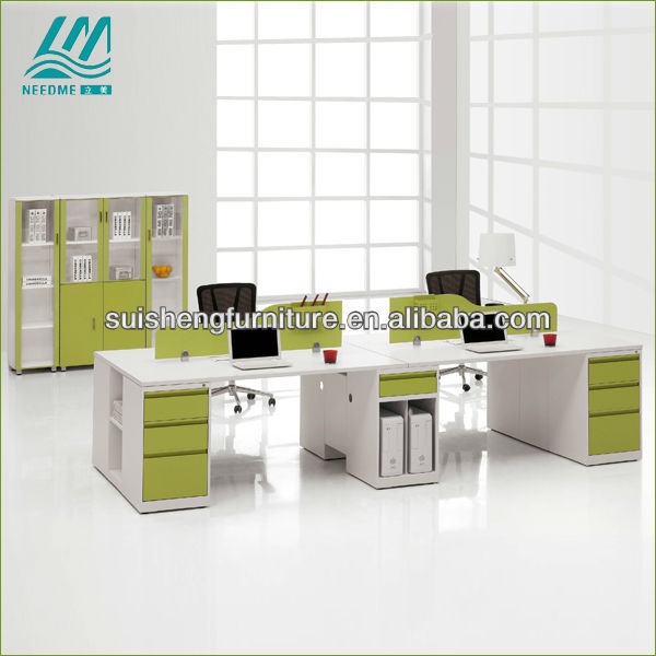 高品質現代鋼オフィスのワークステーションに4席-オフィス用デスク問屋・仕入れ・卸・卸売り
