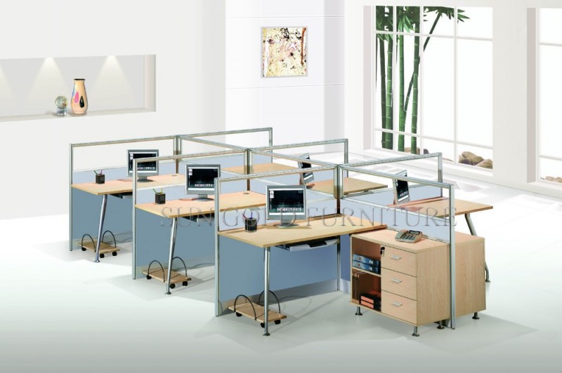 ハイエンドオフィスガラスパーティションデザイン現代オフィスキュービクルワークステーション用6人( SZ-WS338)-オフィスパーティション問屋・仕入れ・卸・卸売り