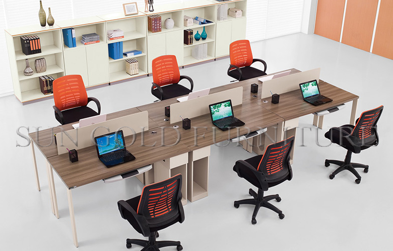 現代オフィステーブルデザイン写真6人小さなパネルリニアワークステーション( SZ-WS616)-オフィスパーティション問屋・仕入れ・卸・卸売り