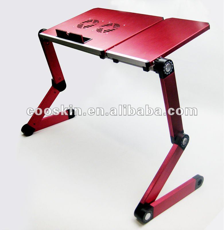 Alu- 合金調節可能なラップトップスタンド付きダブルファン( dl106)-折り畳み式テーブル問屋・仕入れ・卸・卸売り
