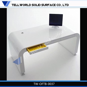 モダンなデザインの新しい到着した最高品質の白色高光沢コンピュータデスク-オフィス用デスク問屋・仕入れ・卸・卸売り