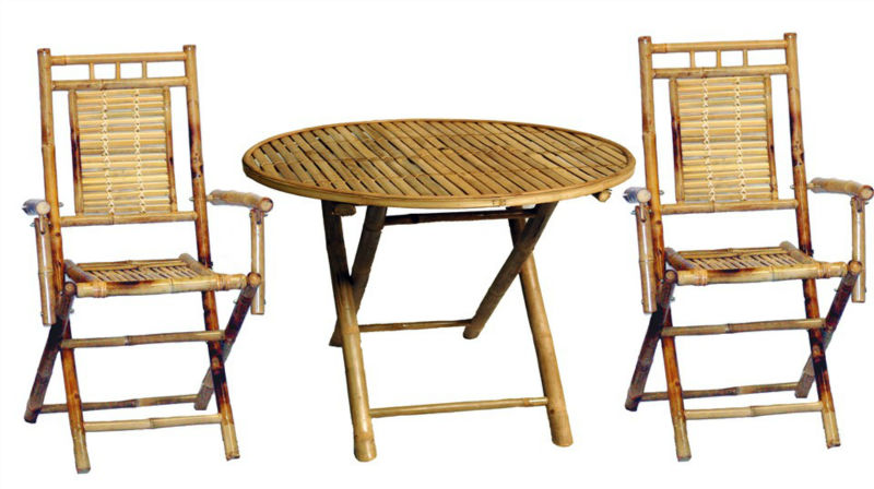 竹製の家具-- 卸売bfs-13011屋外竹のダイニングラウンドテーブルセット-ガーデンセット問屋・仕入れ・卸・卸売り