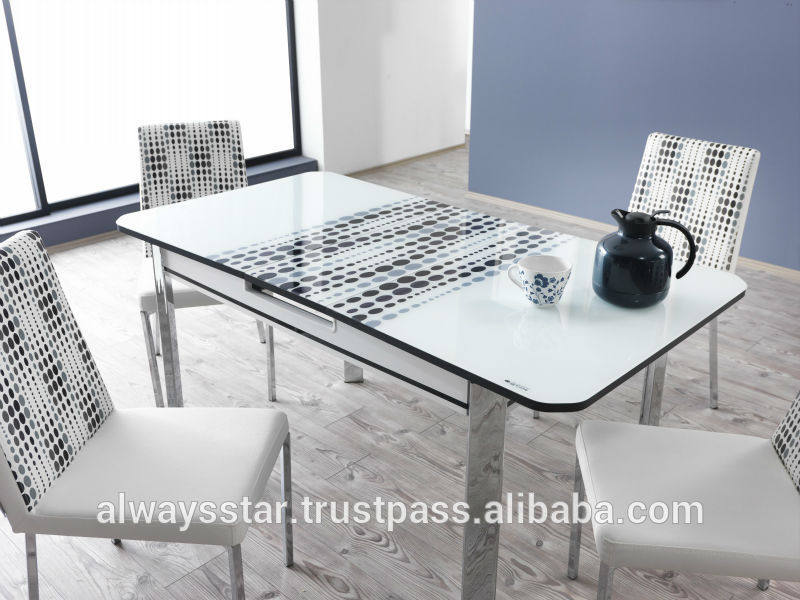 2015白い現代拡張可能コンパクトダイニングテーブルと椅子用レストランとキッチン-ダイニングルームセット問屋・仕入れ・卸・卸売り