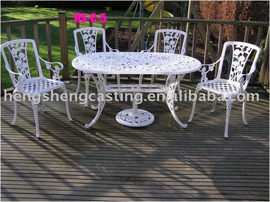 人気の白の鋳造アルミの庭屋外テーブルと椅子-ガーデンセット問屋・仕入れ・卸・卸売り