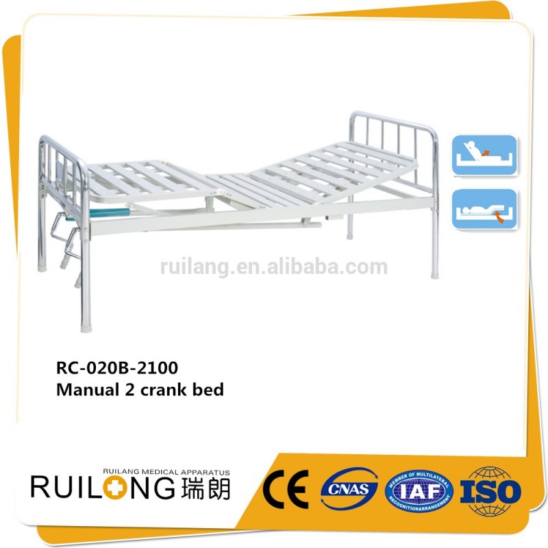 ステンレス鋼ヘッドボードrc-020b-21002クランク調節可能なベッド2- クランク手動患者のベッド-金属製ベッド問屋・仕入れ・卸・卸売り