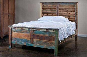 高品質ヴィンテージリサイクル木材クイーンサイズのベッド-問屋・仕入れ・卸・卸売り