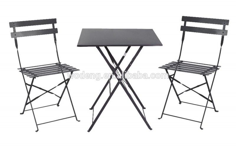 3ピース屋外ガーデン家具ポータブル金属ダイニング折りたたみ/折りたたみ矩形黒テーブルと椅子セット-問屋・仕入れ・卸・卸売り