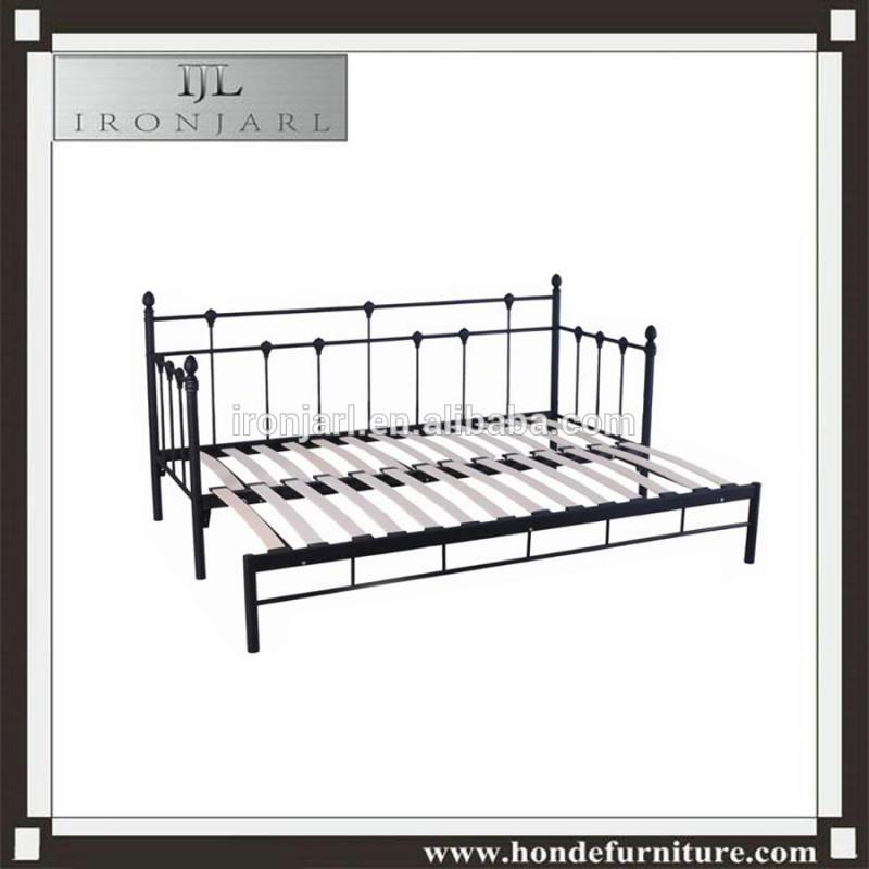 Ironjarlトップ品質鉄折りたたみ金属睡眠ベッド付き木製スラット-金属製ベッド問屋・仕入れ・卸・卸売り
